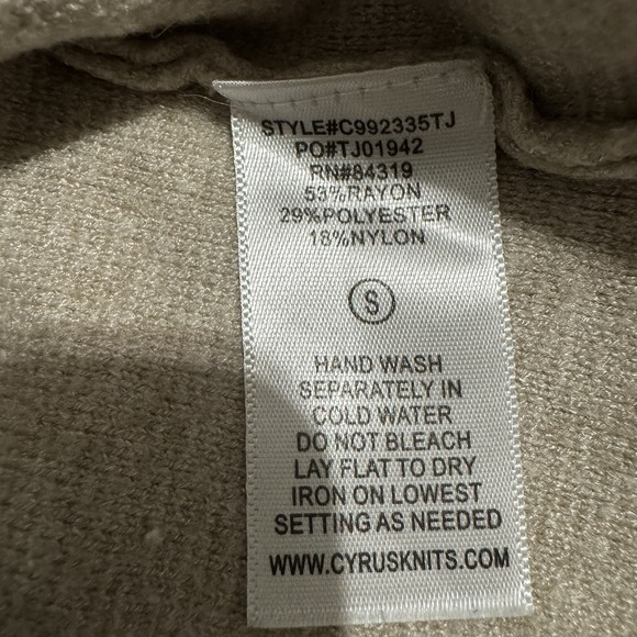 Cyrus Mock Neck Pullover Knit Strechy Sweater Dolman Sleeve Women Small Beige - Picture 13 of 14